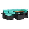 vidaXL 7-tlg. Garten-Sofagarnitur mit Kissen Braun Poly Rattan Akazie