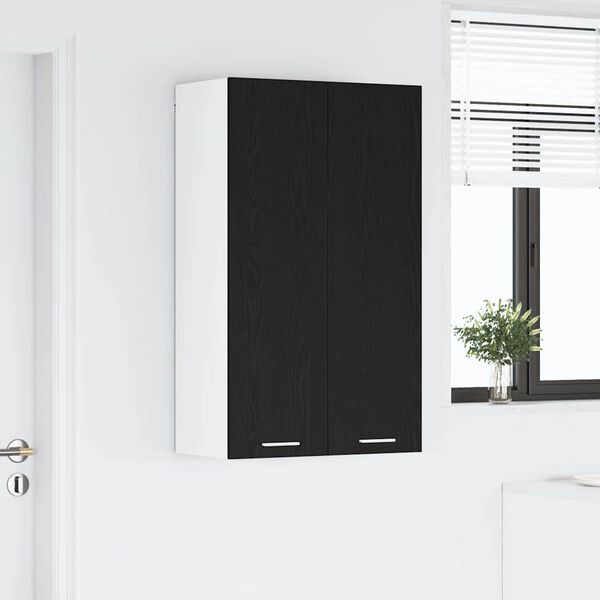 vidaXL H&auml;ngeschrank mit Speicher Schwarz Eichen-Optik 60 x 31 x 100 cm