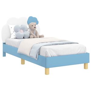 vidaXL Kinderbettgestell mit Kopfteil mit Kopfteil Blau 80 x 160 cm PU