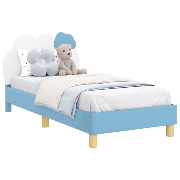 vidaXL Kinderbettgestell mit Kopfteil mit Kopfteil Blau 80 x 160 cm PU