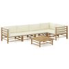 vidaXL 6-tlg. Garten-Lounge-Set mit Cremewei&szlig;en Kissen Bambus