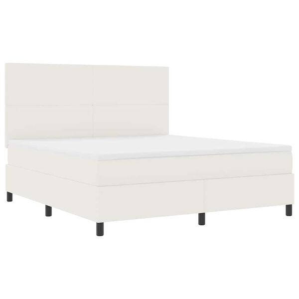 vidaXL Boxspringbett Creme und Wei&szlig; 203 x 180 x 128 cm Cordstoff