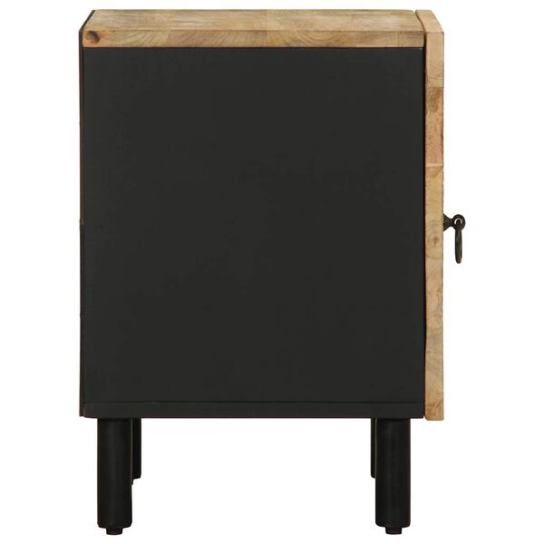 vidaXL Nachttisch Schwarz 40x33,5x46 cm Raues Mangoholz