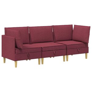vidaXL Modular Sofa Set mit Stauraum 3 stk. Weinrot Stoff