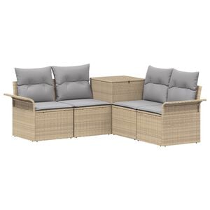 vidaXL Sofa Set 5 stk. Beige und Hellgrau Polyrattan und Stahl
