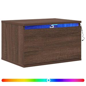 vidaXL Wand-Nachttisch mit LED-Leuchten Braun Eichen-Optik