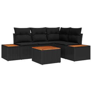vidaXL Gartensofa-set mit Kissen mit Speicher 4 pcs Schwarz Polyrattan