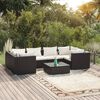 vidaXL 7-tlg. Garten-Lounge-Set mit Auflagen Poly Rattan Schwarz