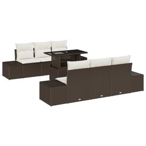 vidaXL Sofa Set mit Kissen 7 pcs Braun und Creme Poly-Rattan