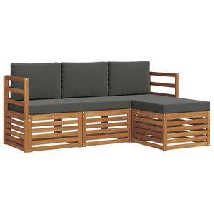 vidaXL Outdoor-Sofagarnitur mit Kissen 4 pcs Natur und Anthrazit