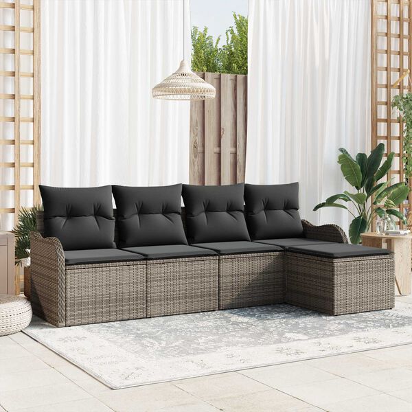vidaXL Gartensofa-set Grau Poly-Rattan