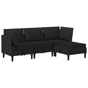 vidaXL Wohnzimmergarnitur 4 stk. Schwarz Stoff