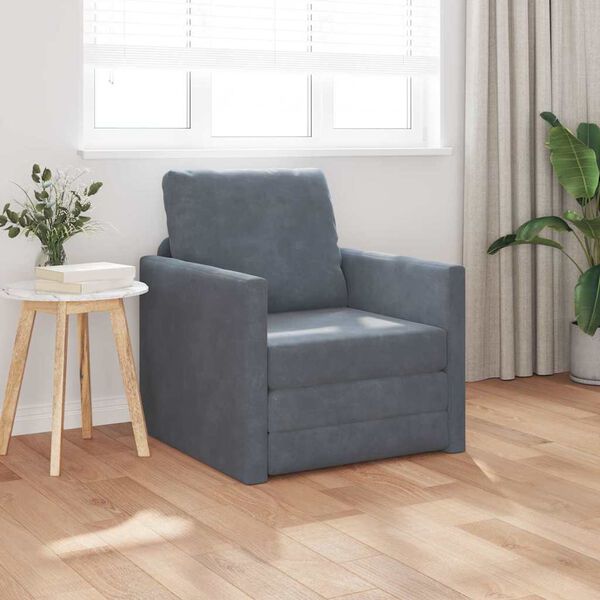 vidaXL Schlafsofa Dunkelgrau 74 x 77 x 81 cm Samt