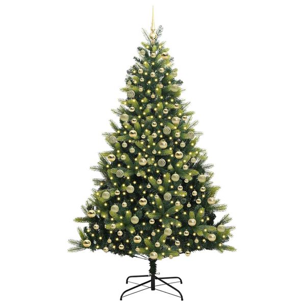 vidaXL Künstlicher Klapp-Weihnachtsbaum mit 300 LEDs Grün 210 cm