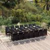 vidaXL 15-tlg. Garten-Essgruppe mit Kissen Poly Rattan Schwarz