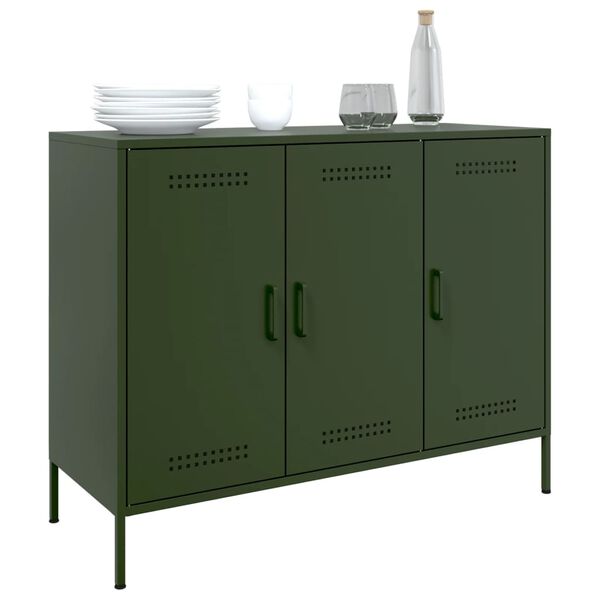 vidaXL Sideboard Olivgr&uuml;n 100,5x39x79 cm Stahl