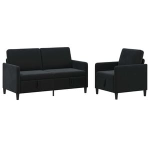 vidaXL Sofa Set mit Stauraum 2 stk. Schwarz Polyester