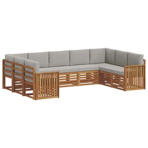 vidaXL Ecksofa Set mit Kissen 9 pcs Nat&uuml;rlich und Hellgrau