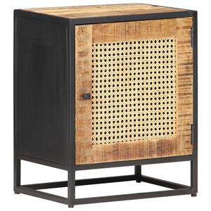 vidaXL Nachttisch 40x30x50 cm Raues Mangoholz und Wiener Geflecht
