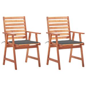vidaXL Garten-Essst&uuml;hle 2 Stk. mit Kissen Massivholz Akazie