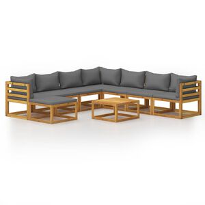 vidaXL 9-tlg. Garten-Lounge-Set mit Auflagen Massivholz Akazie