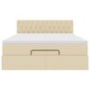 vidaXL Ottoman-Bett mit Matratze Creme 140x200 cm Stoff