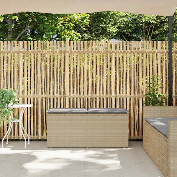 vidaXL Gartenbank mit Kissen Beige 110x40x44 cm Poly Rattan