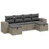 vidaXL 6-tlg. Garten-Sofagarnitur mit Kissen Hellgrau Poly Rattan