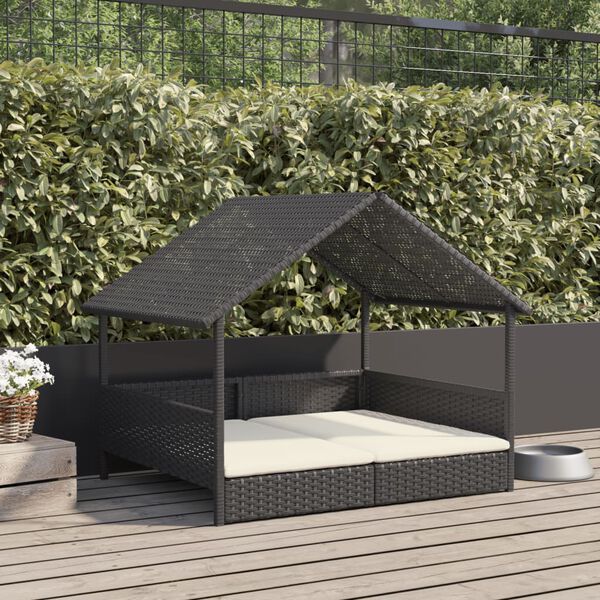 vidaXL Hundeh&uuml;tte mit Kissen Poly Rattan