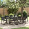 vidaXL Garten Essgruppe 9 pcs Schwarz Pulverbeschichteter Stahl