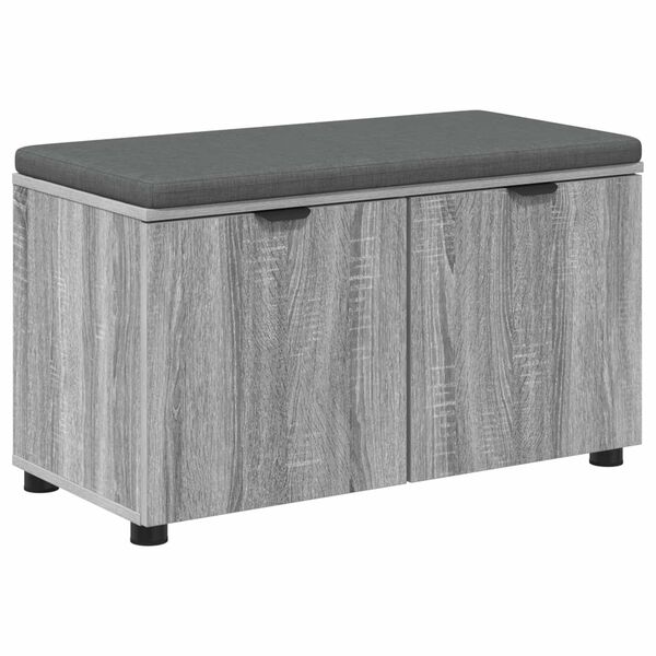 vidaXL Flurbank mit Kissen mit Speicher Graues Sonoma 80 x 46 x 46 cm