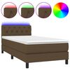 vidaXL Boxspringbett mit Matratze & LED Dunkelbraun 80x200 cm Stoff
