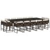 vidaXL 15-tlg. Garten-Essgruppe mit Kissen Braun Poly Rattan