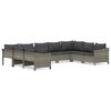vidaXL 9-tlg. Garten-Lounge-Set mit Kissen Grau Poly Rattan