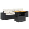 vidaXL 5-tlg. Garten-Sofagarnitur mit Kissen Schwarz Poly Rattan