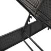 vidaXL Sonnenliege mit Tisch und Kissen Schwarz Poly Rattan