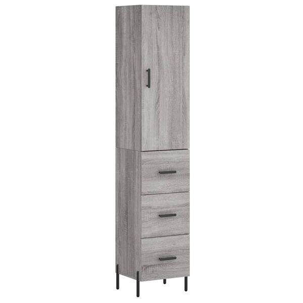 vidaXL Highboard Grau Sonoma 34,5x34x180 cm Holzwerkstoff