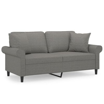 vidaXL 2-Sitzer-Sofa mit Kissen Dunkelgrau 140 cm Stoff