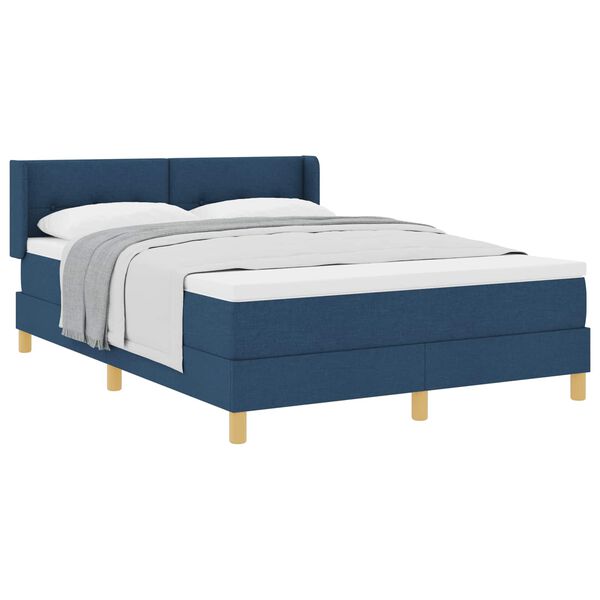 vidaXL Boxspringbett mit Matratze mit Kopfteil Blau 190 x 140 cm Stoff