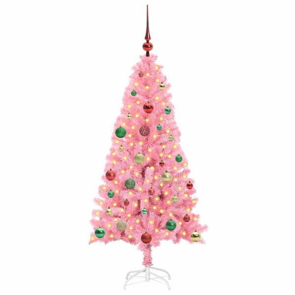 vidaXL Weihnachtsbaum mit 150 LEDs mit St&auml;nder Rosa 150 cm PVC