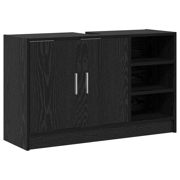vidaXL Badezimmerschrank mit T&uuml;r Schwarz Eichen-Optik 90 x 29 x 55 cm