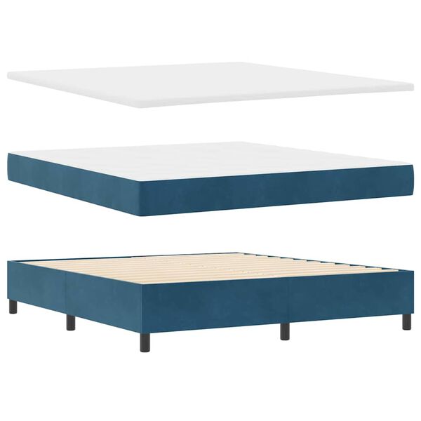 vidaXL Boxspringbett mit Matratze Dunkelblau 180 x 200 cm Samt