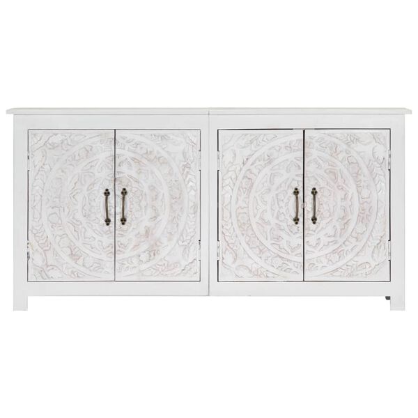 vidaXL Sideboard Handarbeit Wei&szlig; 140x30x70 cm Massivholz Akazie