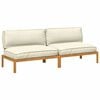 vidaXL Sofa Set mit Kissen Uni 2 pcs Creme Massivholz Akazie