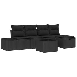vidaXL Gartensofa-set mit Kissen 6 pcs Schwarz Poly-Rattan