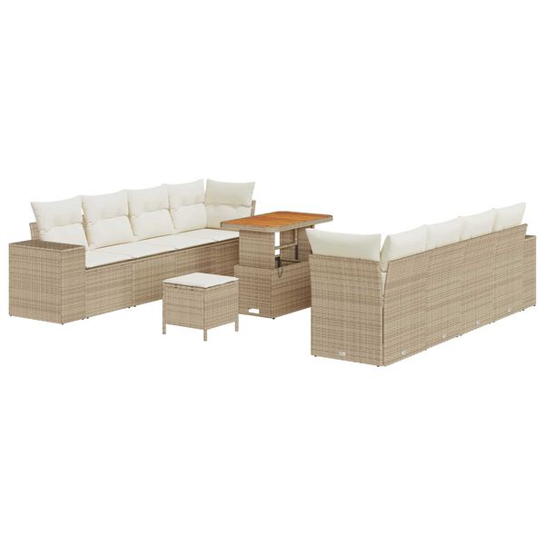 vidaXL Gartensofa-set mit Kissen 11 pcs Beige Poly-Rattan