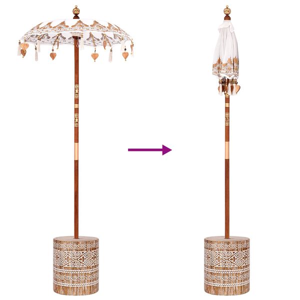 vidaXL Balinesischer Sonnenschirm mit Sockel Creme 95 x 95 x 260 cm