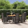 vidaXL 7-tlg. Garten-Essgruppe mit Kissen Schwarz Poly Rattan