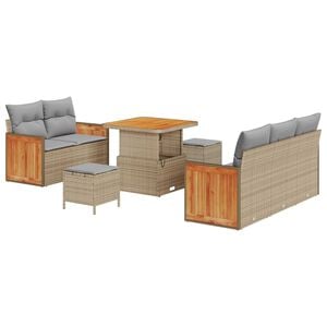 vidaXL Gartensofa-set 10 Stk. 7-Sitzanzahl Beige und Hellgrau