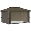 vidaXL Pavillon mit Vorhängen & LED-Lichterkette 4x3 m Taupe